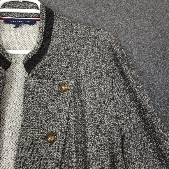 Tommy Hilfiger Women's Blazer Herringbone XXL Gold Button Military Jacket - Picture 2 of 10